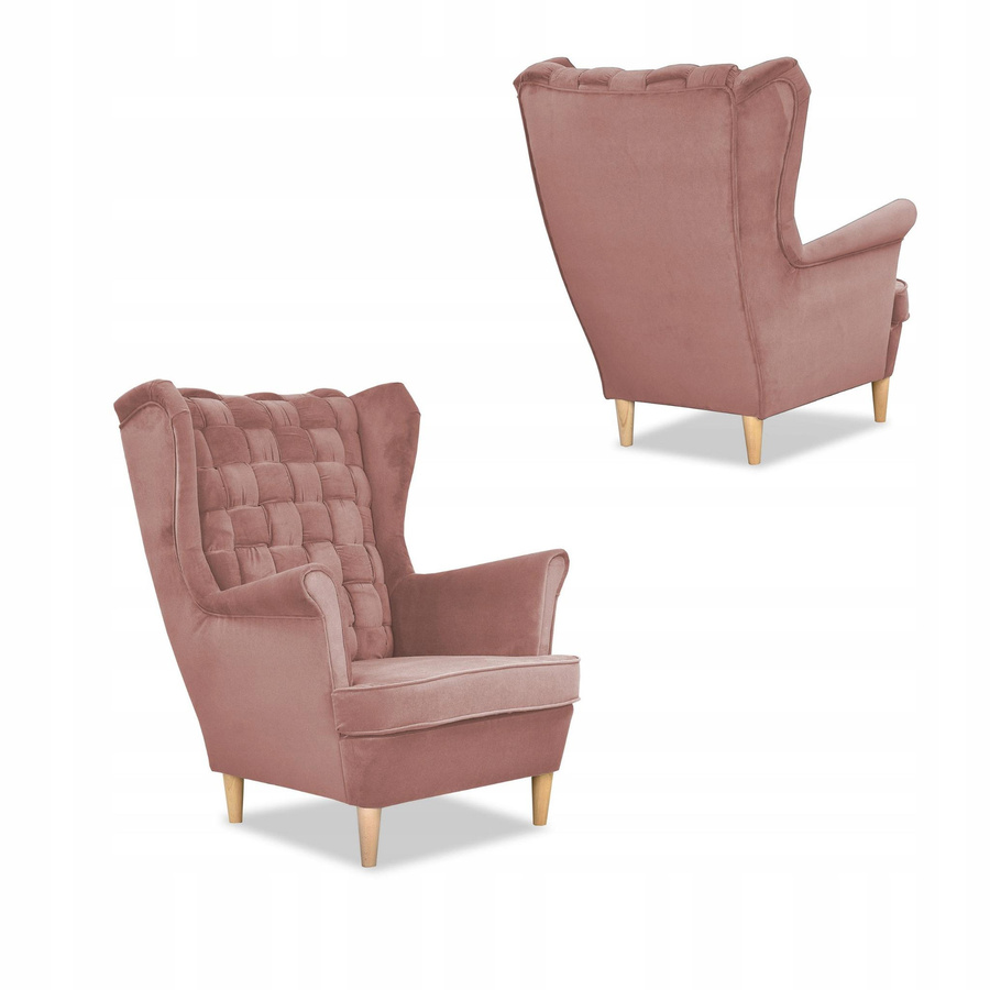 Wohnzimmergarnitur Carol Sofa und Sessel von Family Meble in Rosa mit Streifen-Design und modernem Stil - Bild 4