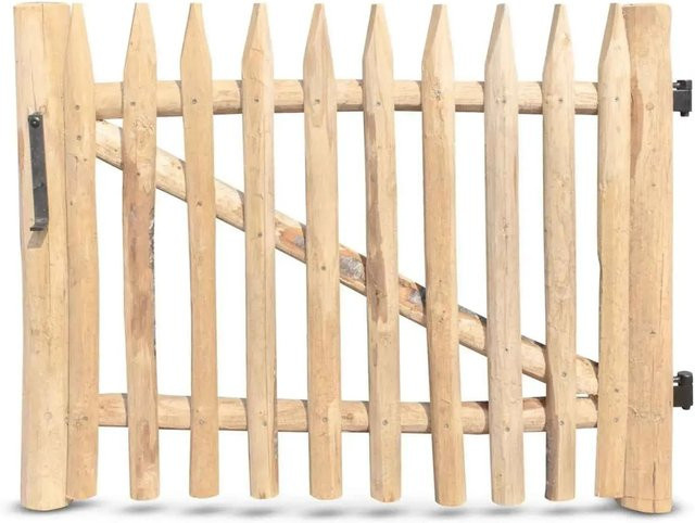 Stiltreu Gezapftes Staketenzaun-Tor Edelkastanie Schwarz mit Beschlägen Breite: 100 cm, Höhe: 80 cm - Bild 1