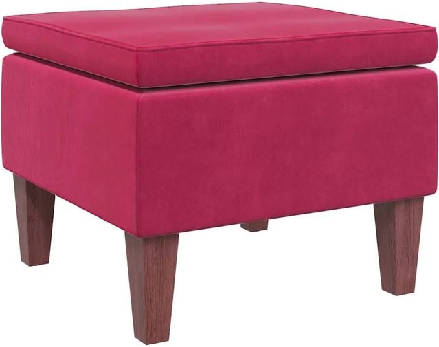 vidaXL Hocker aus Samt in Weinrot mit Holzbeinen, B/T/H: 42 x 42 x 52 cm - Bild 1
