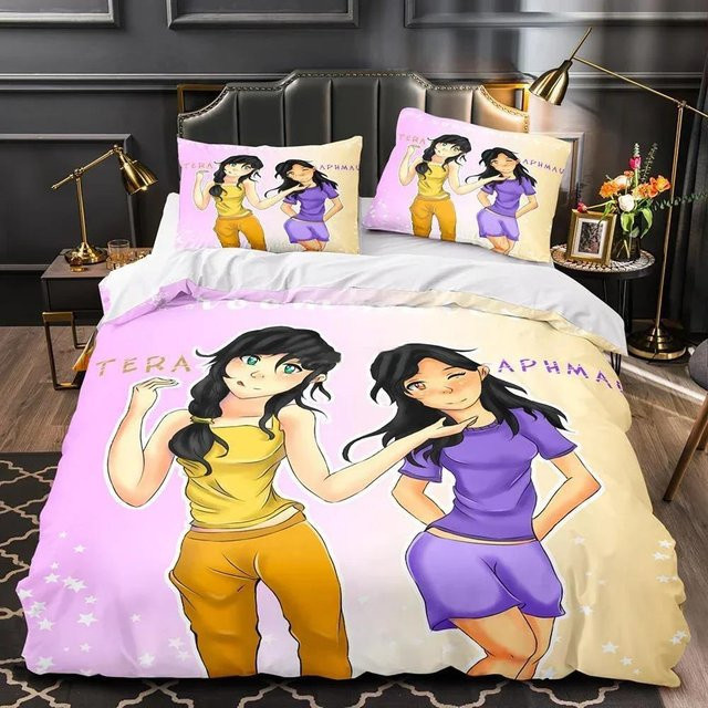 Aphmau Bettdecken-Set mit Bettbezug und Kissenbezug für Kinderzimmer, Microfaser, Mehrfarbig, B/H: 135 x 200 cm - Bild 1