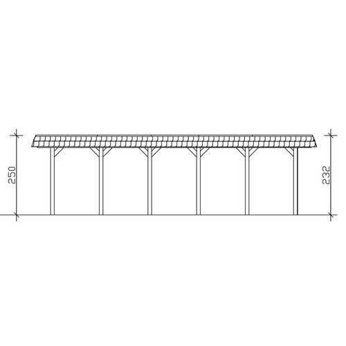 Skan Holz Carport Spreewald aus Nadelholz mit Aluminium-Dachplatten in Nussbaum Braun, B/T: 585 x 893 cm, Höhe: 250 cm - Bild 4