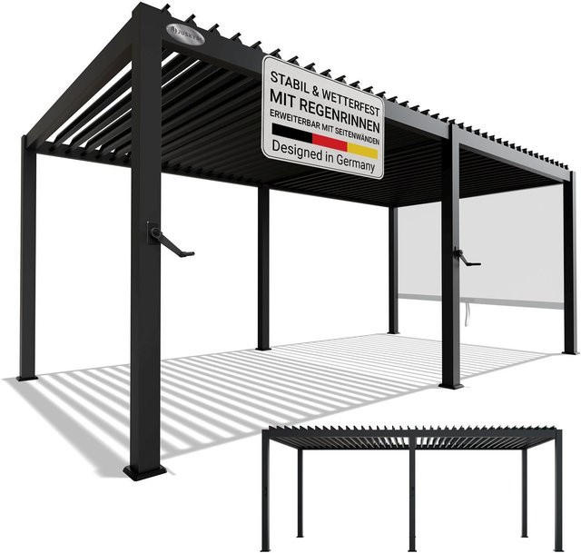 Juskys Pergola Lamellendach Tahiti Terrassenüberdachung aus Stahl in Anthrazit B: 5,9 m, T: 3 m - Bild 5