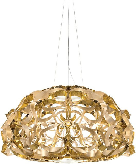 Slamp Quantica 120 Pendelleuchte in Gold/Messing mit weißem Opalflex-Stoff - Bild 1
