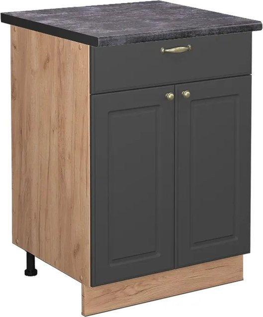 Vicco Küchenunterschrank Fame-Line in Anthrazit und Gold mit Schublade, Breite: 60 cm - Bild 1
