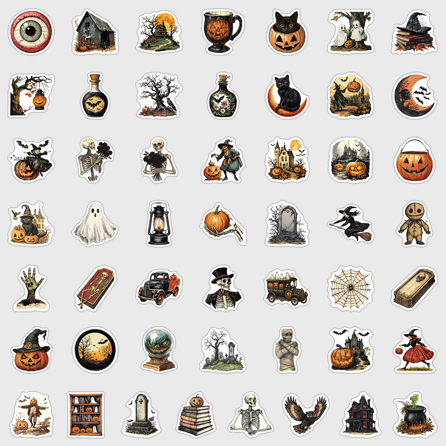 50-teiliges Set Horror-Halloween-Aufkleber, multicolor - Bild 3