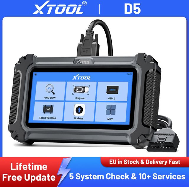 XTOOL D5 OBDII-Scanner Diagnosegerät für Getriebe, ABS, Airbag, Motor und EPB mit CAN FD und AutoAuth Unterstützung in Schwarz - Bild 1