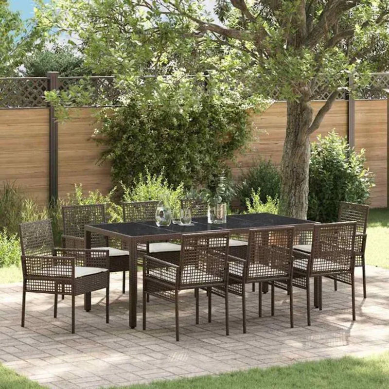 Vidaxl Garten Essgruppe aus modernem Poly Rattan in Braun, 9-teilig - Bild 1