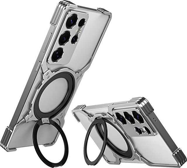Titan-Metall-Handyhülle aus Aluminiumlegierung für Samsung Galaxy S23 S24 S25 S26 Ultra Plus mit magnetischem Linsenschutz in Schwarz und Silber - Bild 1