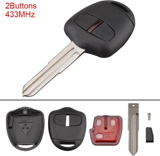 Mitsubishi Flip Remote Key Fob mit ID46 Chip und 2 Tasten, 433 MHz, Grau/Schwarz - Bild 1