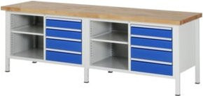 Rau Werkbank höhenverstellbar mit 8 Schubladen, B: 250 cm, T: 70 cm, H: 84-104 cm - Bild 1