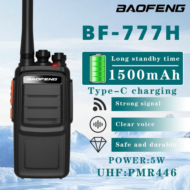 2 Stück Baofeng BF-777H Walkie-Talkie Set, 16-Kanal Zweiwege-Funkgeräte UHF, Schwarz - Bild 1