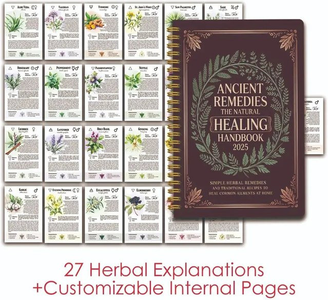 Natural Remedies Handbuch mit antiken Heilmethoden für die Familiengesundheit, braunes wasserdichtes Notizbuch mit PP-Einband und linierten Seiten - Bild 1