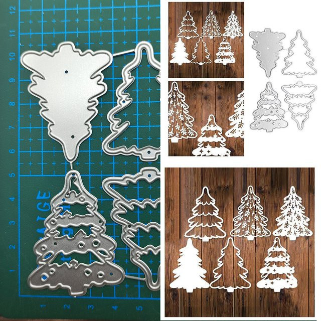Silberne Metall-Schneidwerkzeug-Schablone mit Baum-Motiv für DIY Scrapbooking und dekorative Prägung - Bild 1