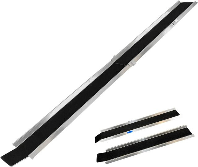 TRUTZHOLM Anti Rutsch Alu Auffahrampe verstellbar in Silber, Länge: 150-270 cm - Bild 1