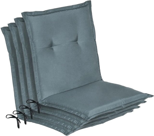 Beautissu 4er Set Niedriglehner Auflagen Loft in Taubenblau B/T/H: 100 x 50 x 6 cm - Bild 1
