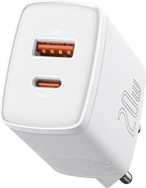 Baseus 20W USB-Ladegerät mit USB-C PD und USB-A Anschluss, Weiß - Bild 6