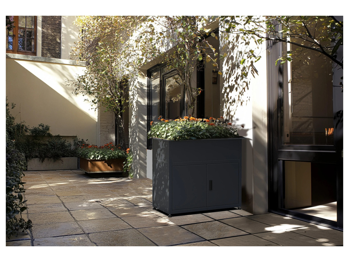 Plats Outdoor Solutions Hochbeet mit Unterschrank und Schneckenkante aus lackiertem verzinktem Stahl in Anthrazit/Grau - Bild 2