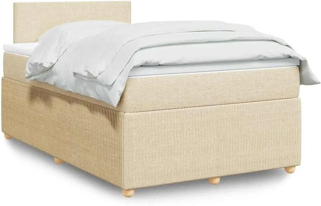 vidaXL Boxspringbett Hybrid mit Matratze und USB-Ladeport in Creme, B/T: 120 x 200 cm - Bild 1