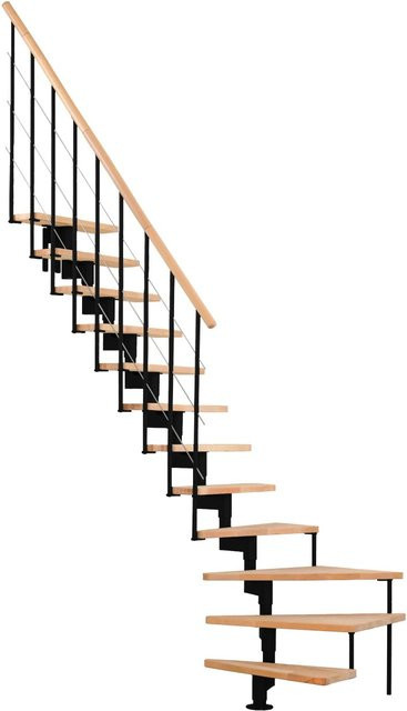 Minka Mittelholmtreppe Style Turn Winder aus Buche in Buche-Schwarz für eine Raumhöhe bis 304 cm - Bild 1