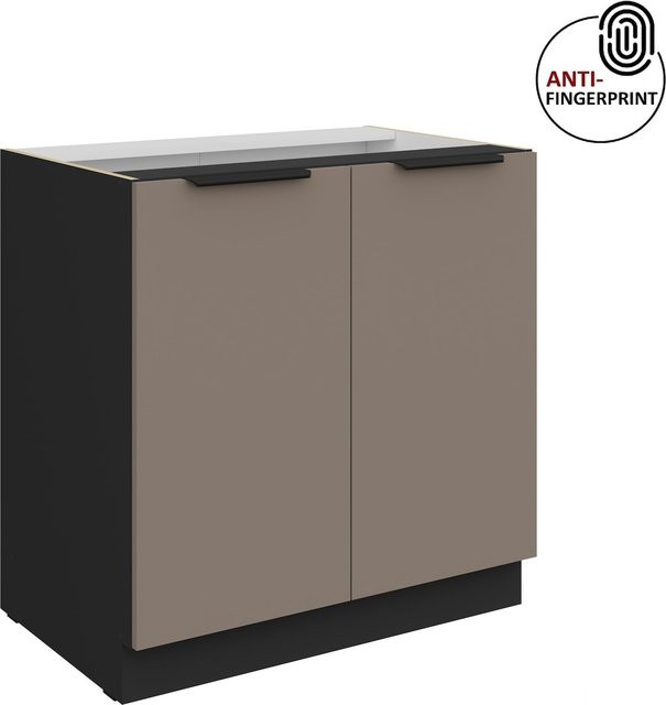Küchenunterschrank ARIA Sandgrau matt mit Anti Fingerprint Effekt und Einlegeboden, Breite: 80 cm - Bild 1