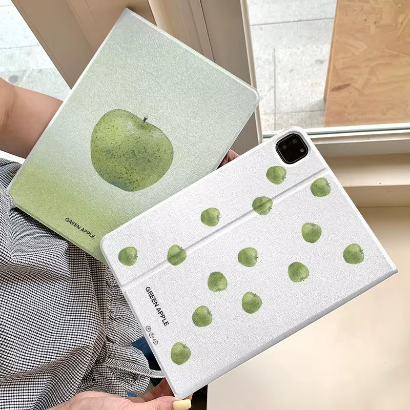iPad Hülle mit grünem Äpfelmuster für Apple iPad Pro 10/11 Zoll und iPad Air 3/4/5 Generation in Grün und Weiß - Bild 2