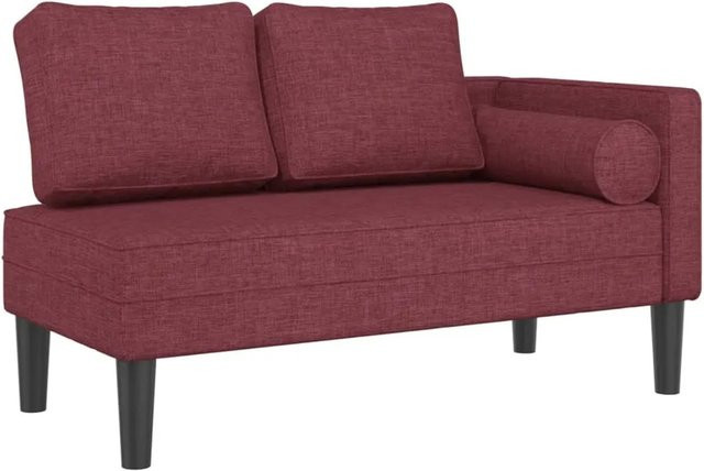 vidaXL Chaiselongue modern in Weinrot mit Kissen und Holzrahmen, B/T/H: 116,5 x 62,0 x 57,5 cm - Bild 1