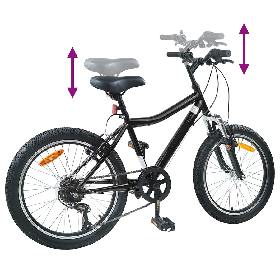 vidaXL Kinderfahrrad 24 Zoll 6-Speed Schwarz für 8-12 Jahre Alt - Bild 3
