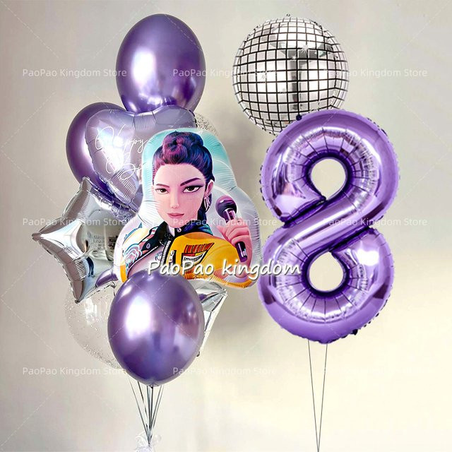 K-Pop Disco-Musik Ballonbogen-Set in Rosa, Lila und Silber für Geburtstagsfeiern und Fan-Treffen - Bild 1
