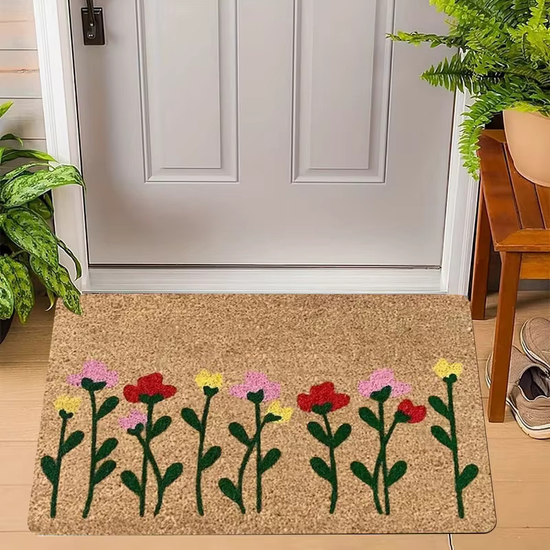 VIKAMA Rutschfeste Willkommensmatte mit floralem Design in Multicolour, Rechteckiger Mehrzweck-Teppich für Eingangsbereich, Wohnzimmer oder Schlafzimmer - Bild 1