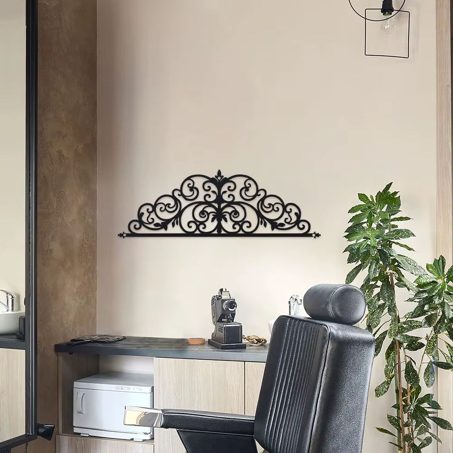 DDPNKL Wandbehang Iris Scroll aus Metall im Art Deco Design mit Blumenmotiv in Schwarz - Bild 3