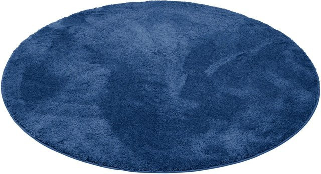 Pergamon Luxus Super Soft Hochflor Teppich Silky Rund Dunkelblau Durchmesser: 120 cm - Bild 1