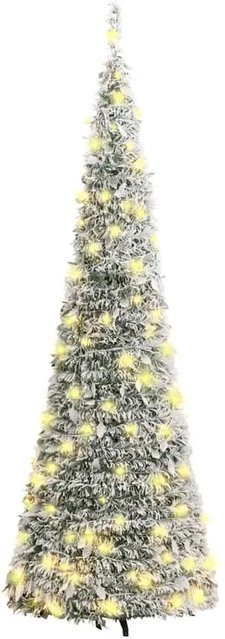vidaXL Pop-Up-Weihnachtsbaum Künstlich Beschneit mit 200 warmweißen LEDs, Grün/Weiß, Höhe: 210 cm - Bild 1