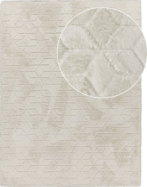 Fellteppich Arnia in Beige mit Rauten-Muster im Skandi-Stil, Breite: 80 cm, Länge: 150 cm - Bild 1