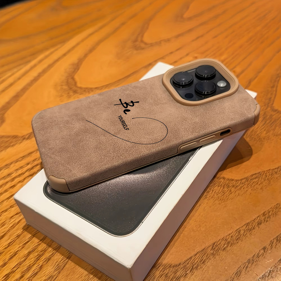 Be Yoursel Handyhülle mit Lederstruktur und Muster in Braun für iPhone 11 bis iPhone 17 Pro Max Serie, sturzsicher und rutschfest - Bild 2