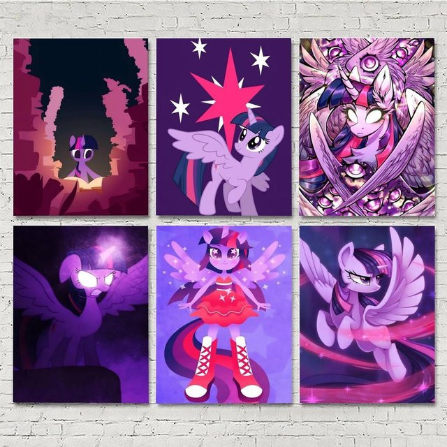 Twilight Sparkle Manga Poster Vintage Wandkunst Dekoration in Multicolour, 15 x 15 cm - Bild 1