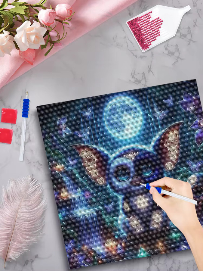 RUOPOTY Halloween Diamantgemälde Totenkopf-Monster DIY-Set mit runden Bohrern und quadratischen Akzenten in Multicolour, B/B/B: 25 x 25 x 25 cm - Bild 3