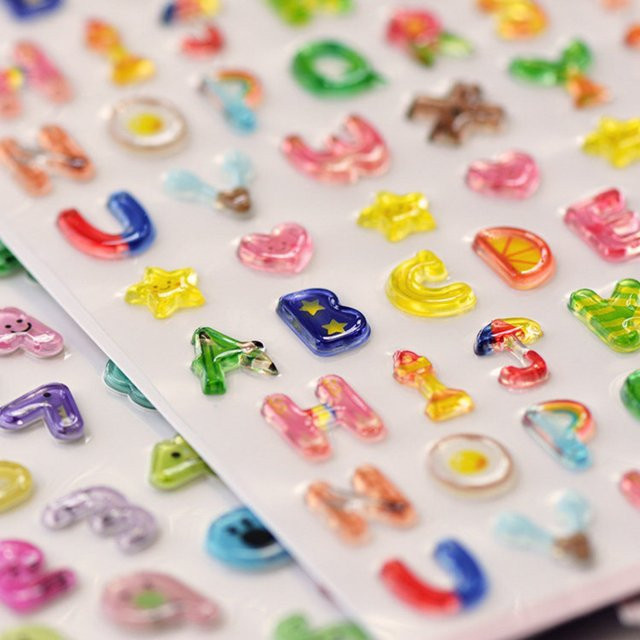 BONITO Bunte 3D-Jelly-Aufkleber aus Resin mit Alphabet und Zahlen für Scrapbooking und DIY-Journal in Multicolour - Bild 1