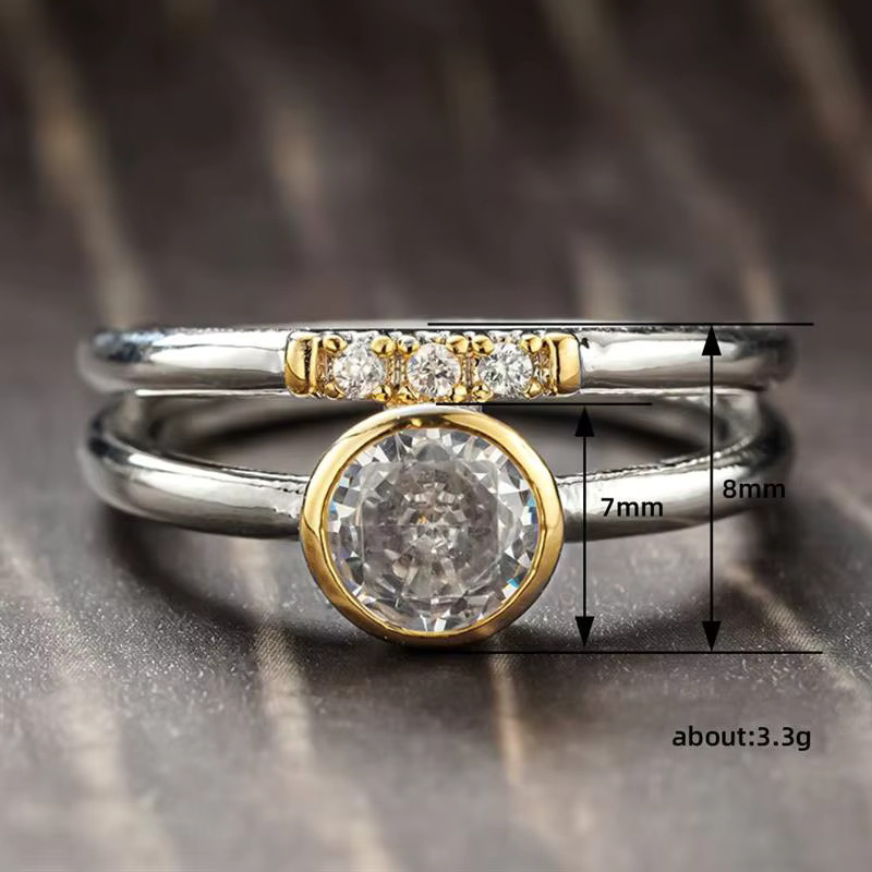Huitan Damen-Ring, Bicolor, Zirkonia, Vintage - Bild 3