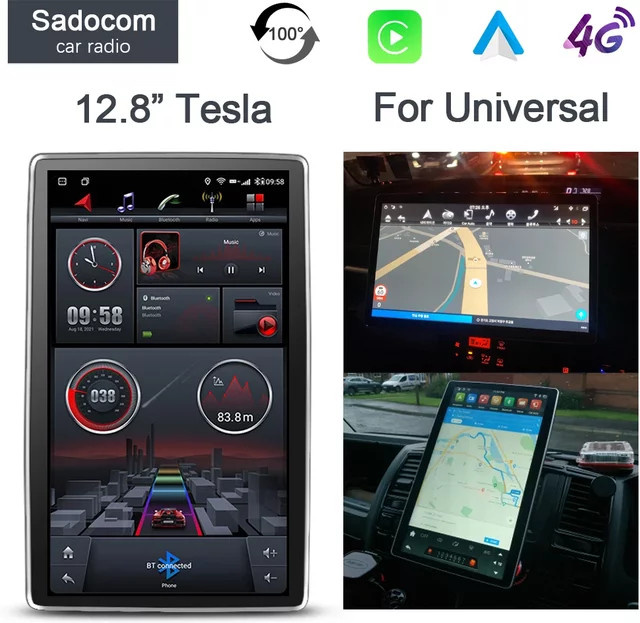 Sadocom Android Autoradio mit 12,8 Zoll IPS Display, 1080P, 6GB RAM, 128GB Speicher, WiFi und 100 Grad drehbar, Schwarz - Bild 1