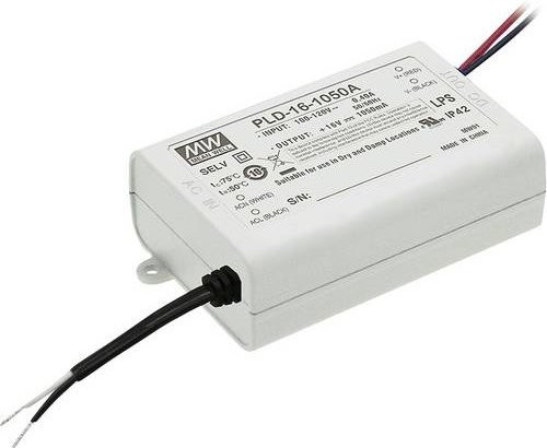 Mean Well MW PLD-16-1050B LED-Treiber Konstantstrom 16W 1.05A 12 - 16 V/DC weiß - Bild 1