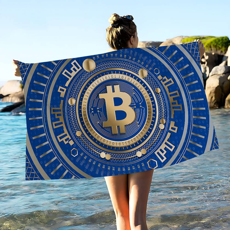 Dalangpa Bitcoin Mikrofaser Strandtuch, weiß, B: 40 cm, H: 60 cm - Bild 5