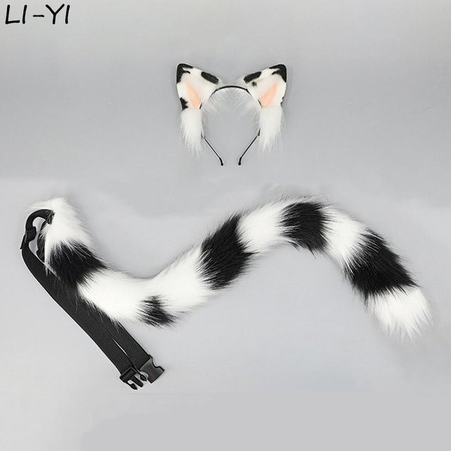 YIRAN Kaliko Katze Ohren und Schwanz, Cosplay Requisiten, 2-teiliges Set - Bild 1