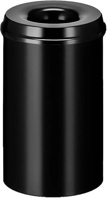 PROREGAL Selbstlöschender Papierkorb und Abfallsammler aus Metall mit Swing-Deckel, Schwarz, Volumen: 20 Liter, H x Ø: 42 x 26 cm - Bild 1