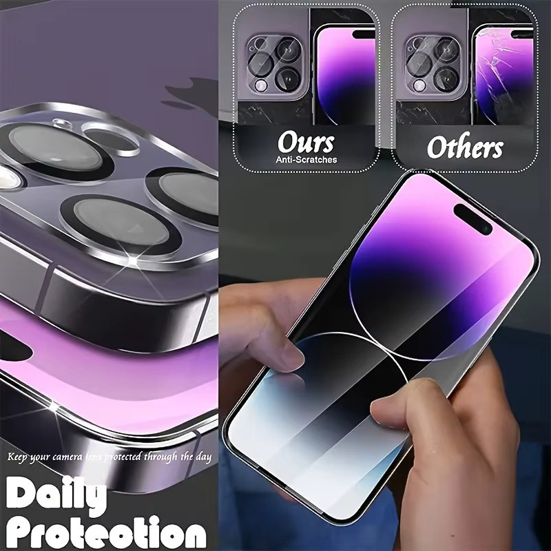 ZMZE Set aus 3 Displayschutzfolien aus gehärtetem Glas und 3 Kameraobjektivschutzfolien für iPhone 11 bis iPhone 17 Pro Max, transparent - Bild 4