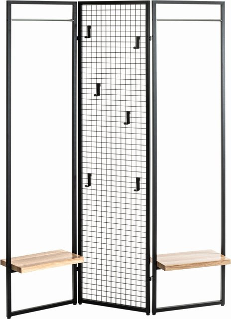 HAKU Möbel Garderobe modern in Eiche mit schwarzen Details, B/T/H: 105,0 x 39,0 x 175,0 cm - Bild 1