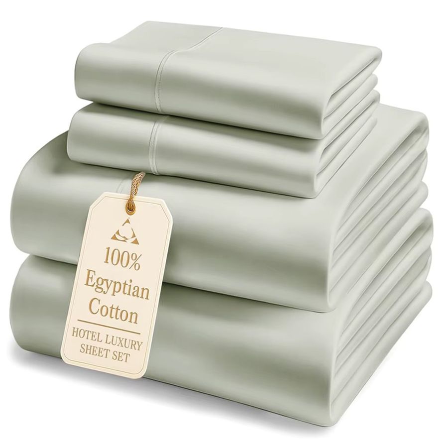 Dreamreal Bettwäsche-Set aus 100 % ägyptischer Baumwolle mit 1000 Thread Count, bestehend aus Spannbettlaken und Kissenbezügen in Uni-Optik - Bild 2