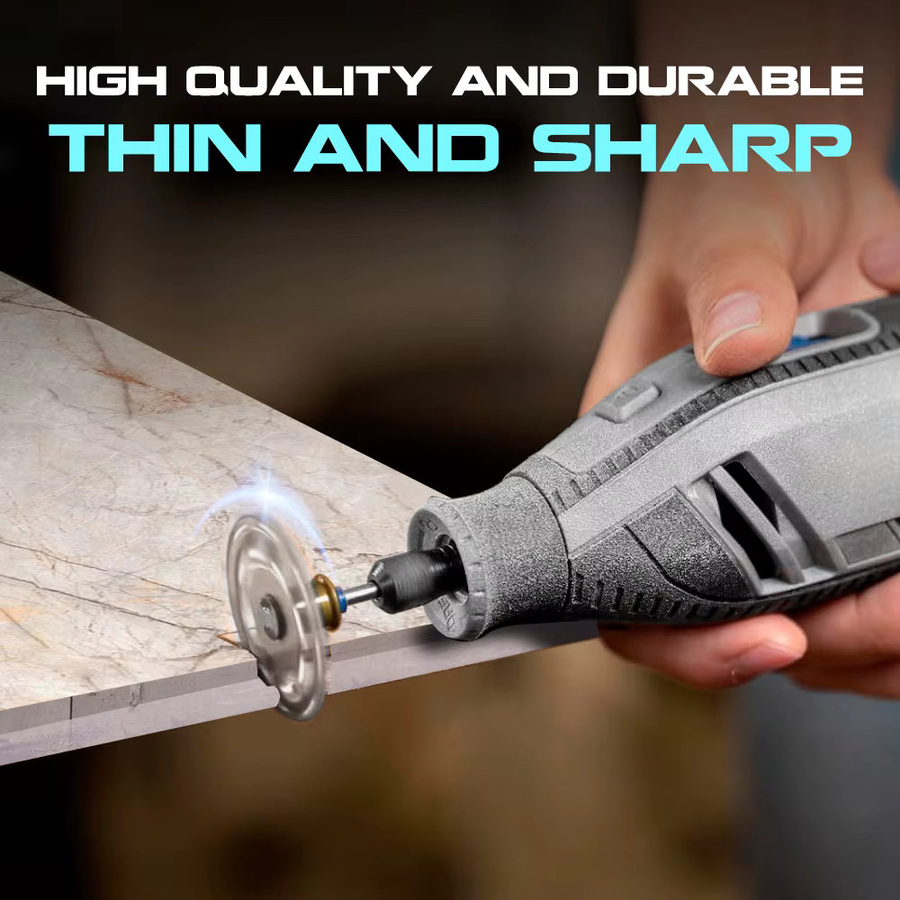 XCAN 5 Stück Diamant-Trennscheiben in Silber mit 8 Löchern für Dremel-Rotationswerkzeuge, Mini-Kreissägeblätter mit Dorn, Durchmesser: 20 mm, 22 mm und 25 mm - Bild 4