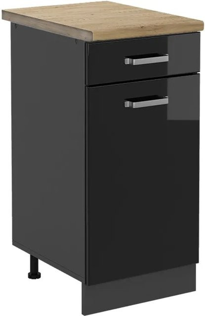 Vicco Küchenunterschrank R-Line in Schwarz Hochglanz und Anthrazit mit Eiche-Optik, B/T/H: 40 x 60 x 81,6 cm - Bild 1