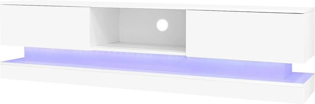 okwish TV Schrank in Weiß mit LED-Beleuchtung und App-Steuerung, modern und glänzend, B/T/H: 160 x 35 x 40,5 cm - Bild 1