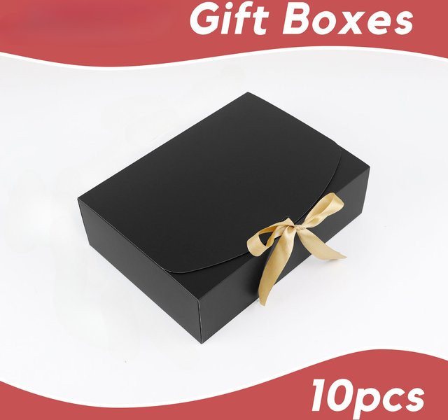 10 Stück Geschenkboxen aus Papier in Schwarz und Weiß für Hochzeiten, Geburtstage und Valentinstag - Bild 1